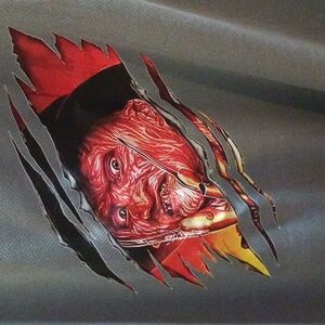 Hand Crafted Gray Short Sleeve with Horror Graphic